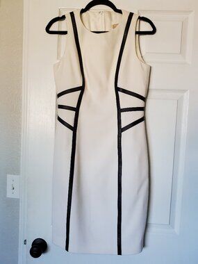 Michael Kors White and Black Midi Dress